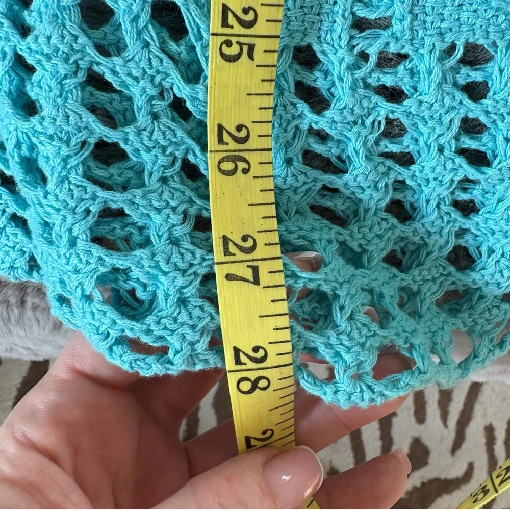 Jeanne Pierre Turquoise Blue Crochet Cover Up Tunic‎ Top XL Boho Coastal Granny - Picture 7 of 7